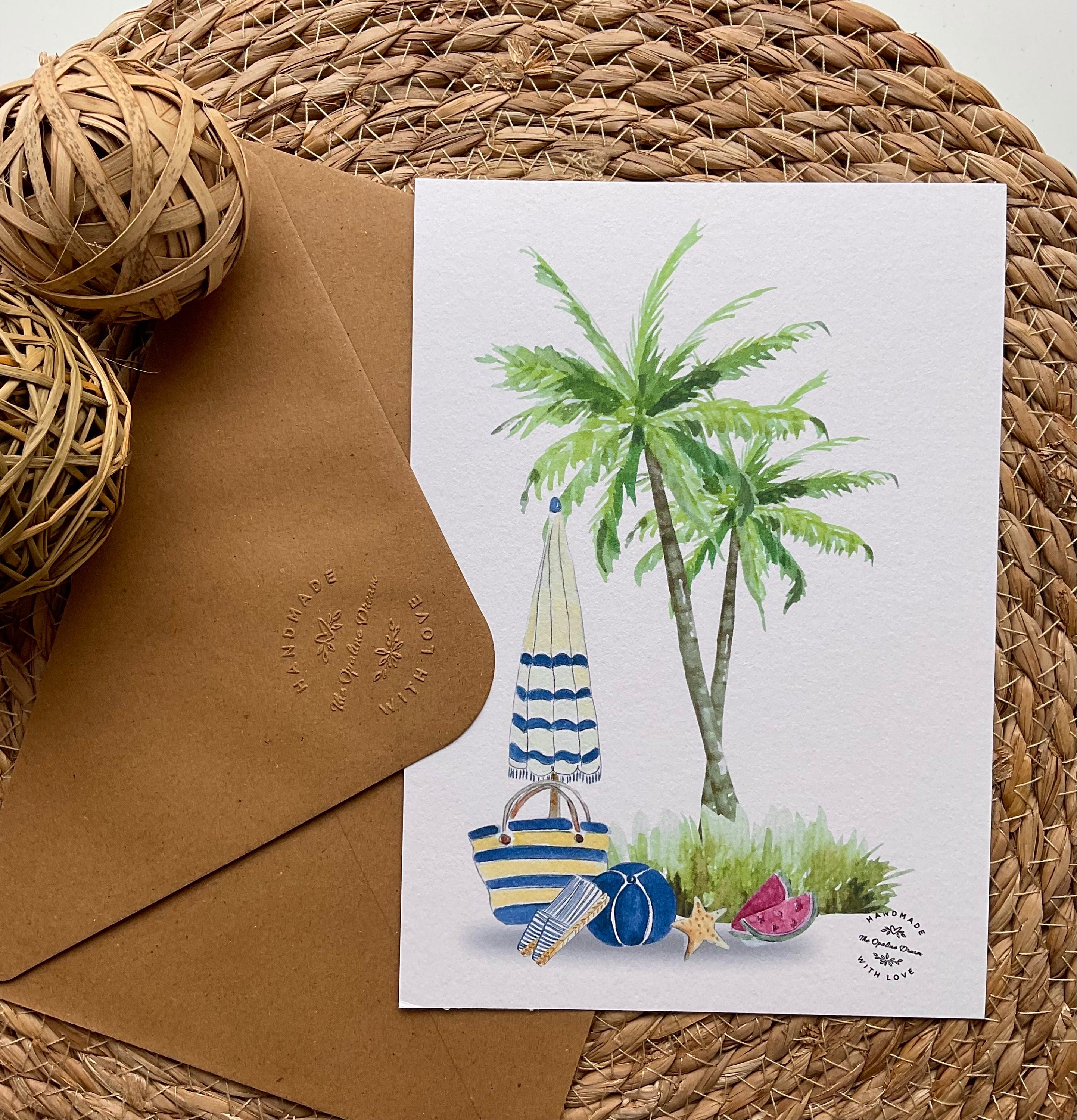 Carte Aquarelle Originale | Illustration Artisanale A5 + Enveloppe