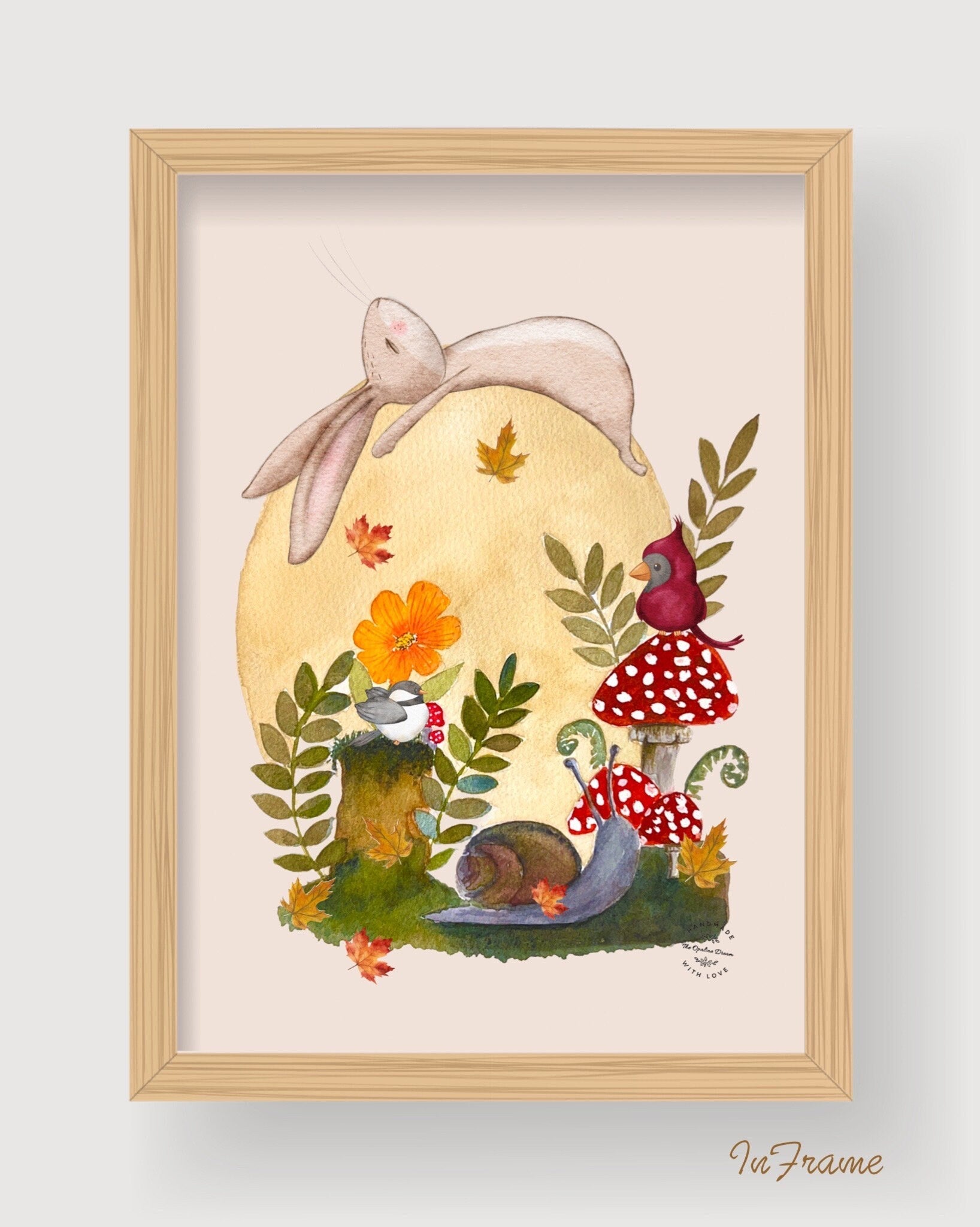 Impression Aquarelle Amis de la Forêt A4 | Illustration Animaux Enfant