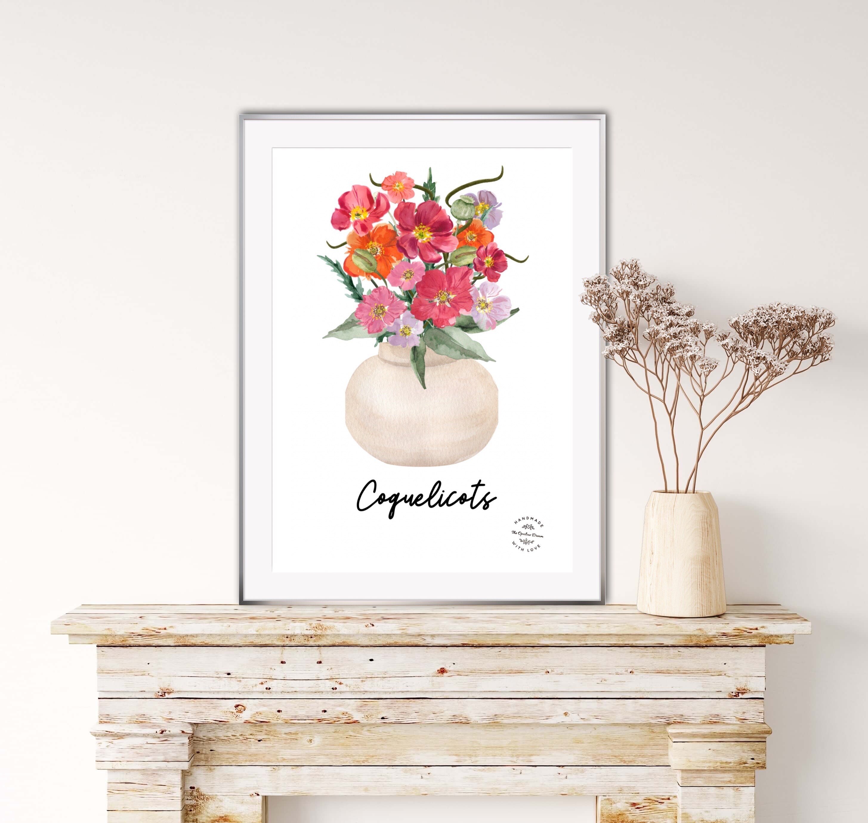 Impression Aquarelle Coquelicots en Fête A4 | Illustration Florale sur Papier 300g