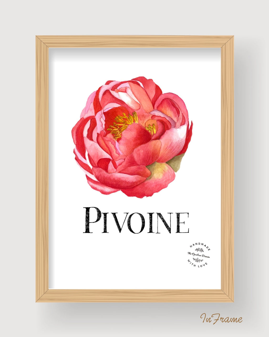 Impression Aquarelle Pivoine A4 | Illustration Florale sur Papier 300g