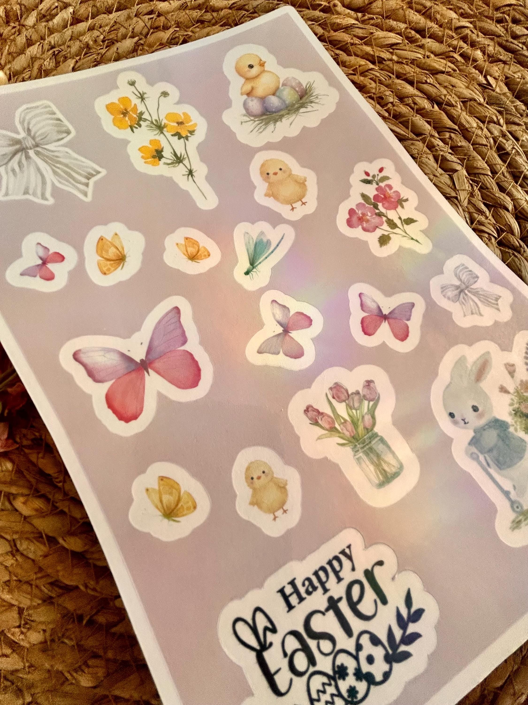 Planche Stickers Aquarelle Pâques Printanière A5 | Édition Limitée