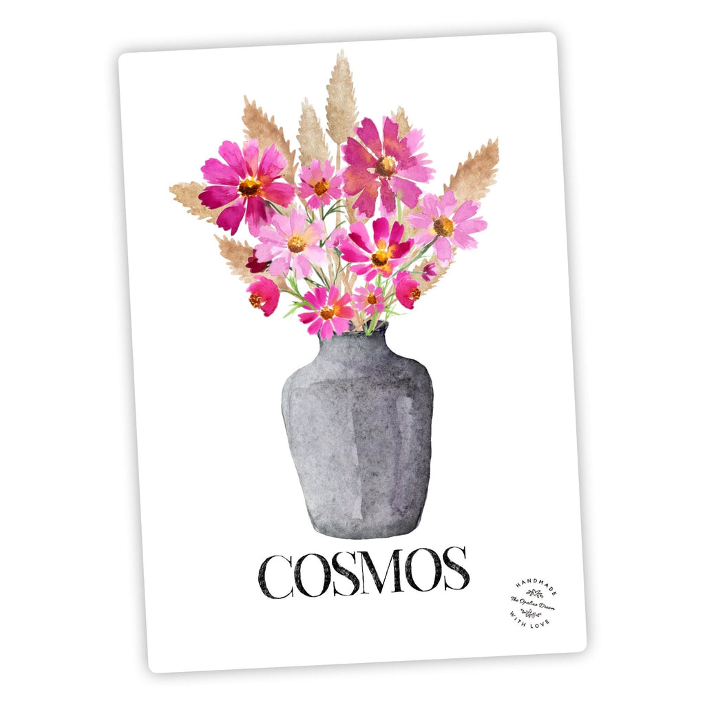 Impression Aquarelle Cosmos A4 | Illustration Florale sur Papier 300g