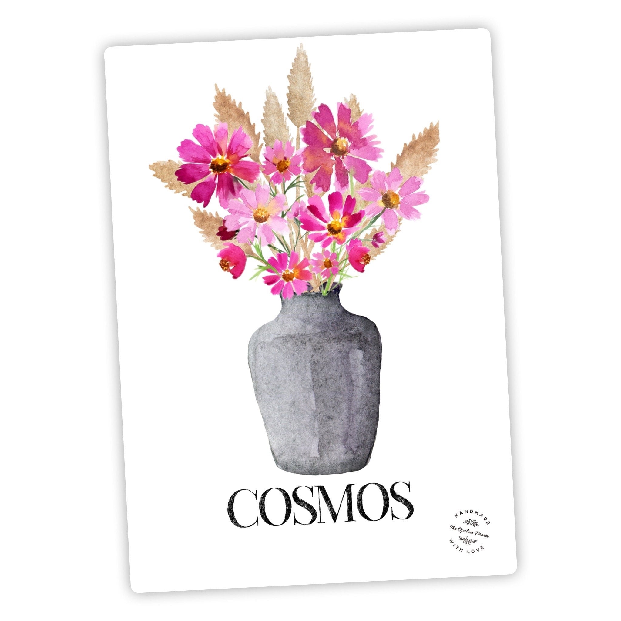 Impression Aquarelle Cosmos A4 | Illustration Florale sur Papier 300g
