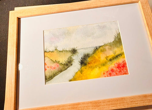 Aquarelle Originale Paysage Encadrée | Peinture sur Papier Coton avec Cadre