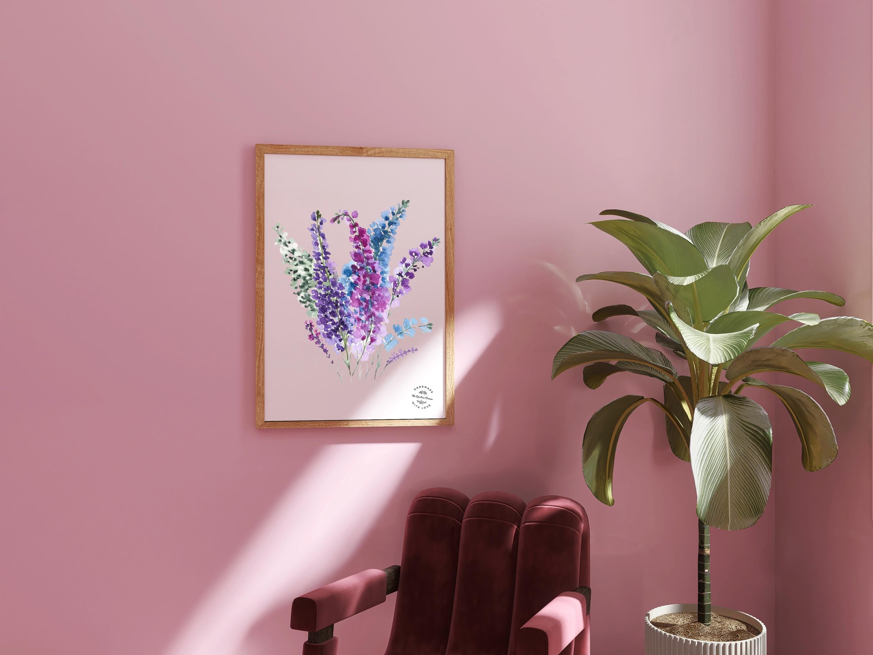 Impression Aquarelle Delphinium A4 | Illustration Florale Jardin Botanique