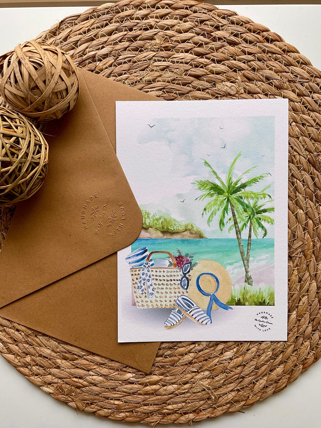 Carte Aquarelle Originale | Illustration Artisanale A5 + Enveloppe
