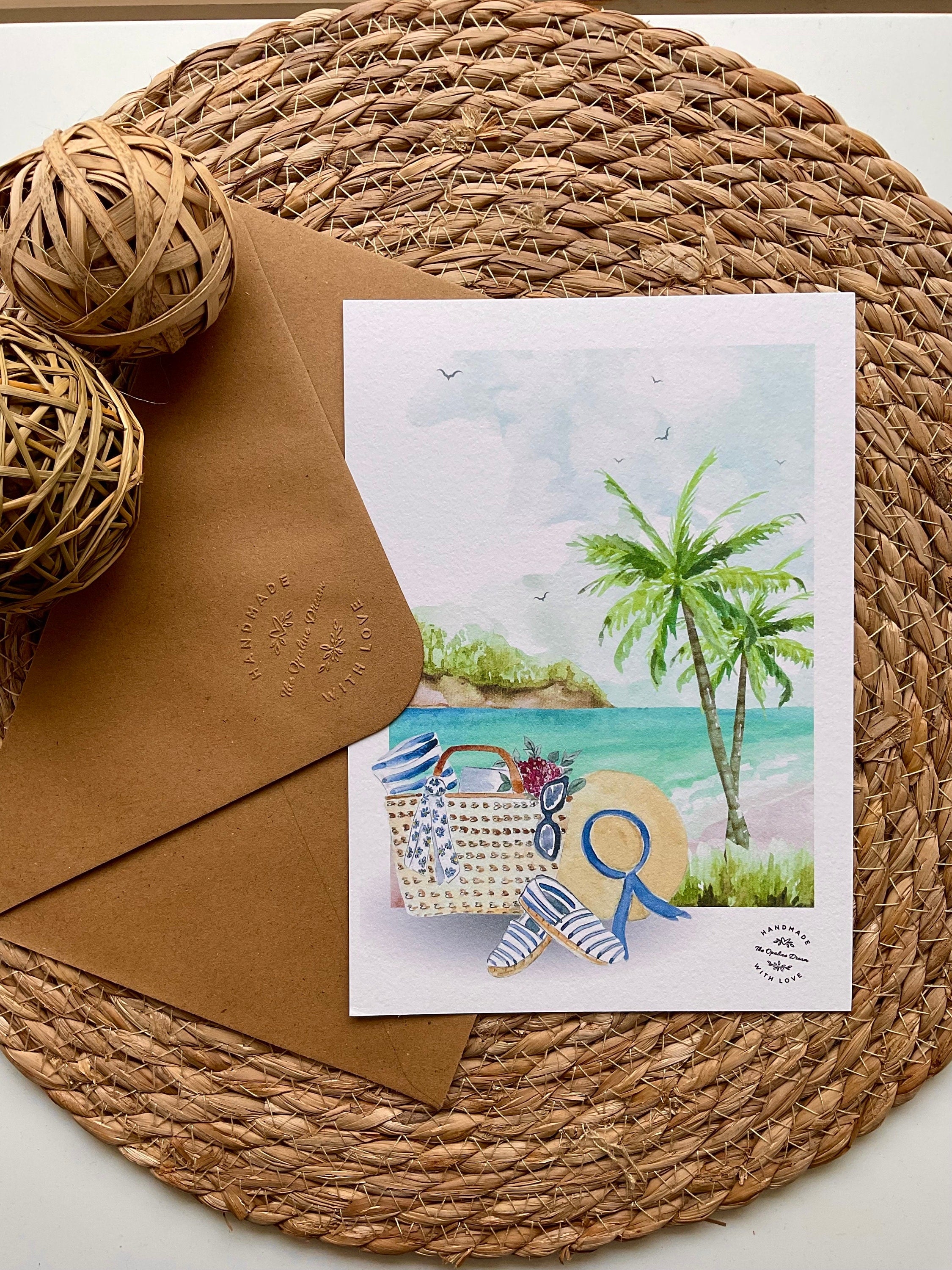 Carte Aquarelle Originale | Illustration Artisanale A5 + Enveloppe