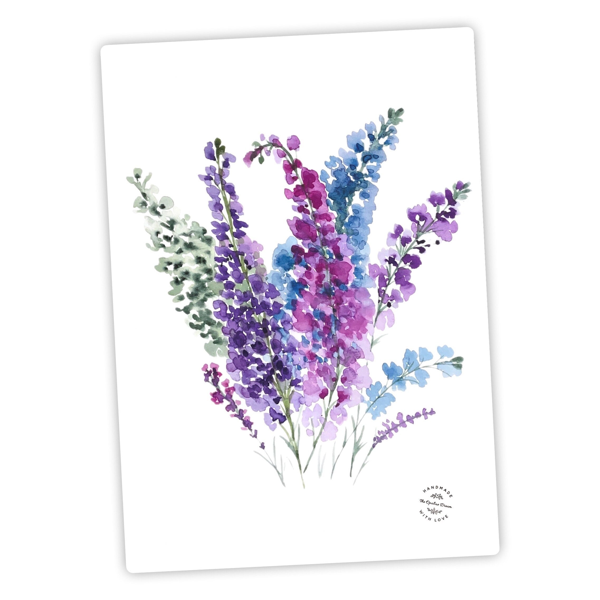 Impression Aquarelle Delphinium A4 | Illustration Florale Jardin Botanique