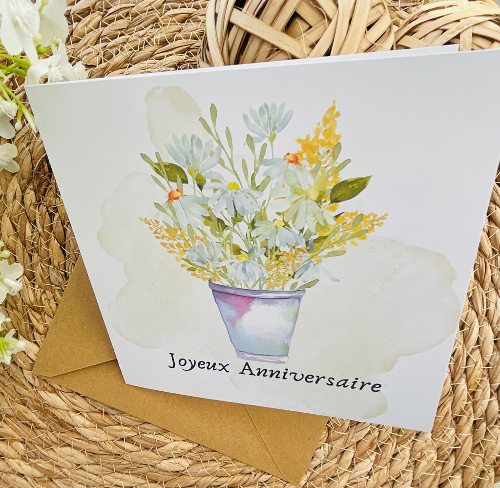 Carte Anniversaire Florale Aquarelle | Illustration Originale + Enveloppe