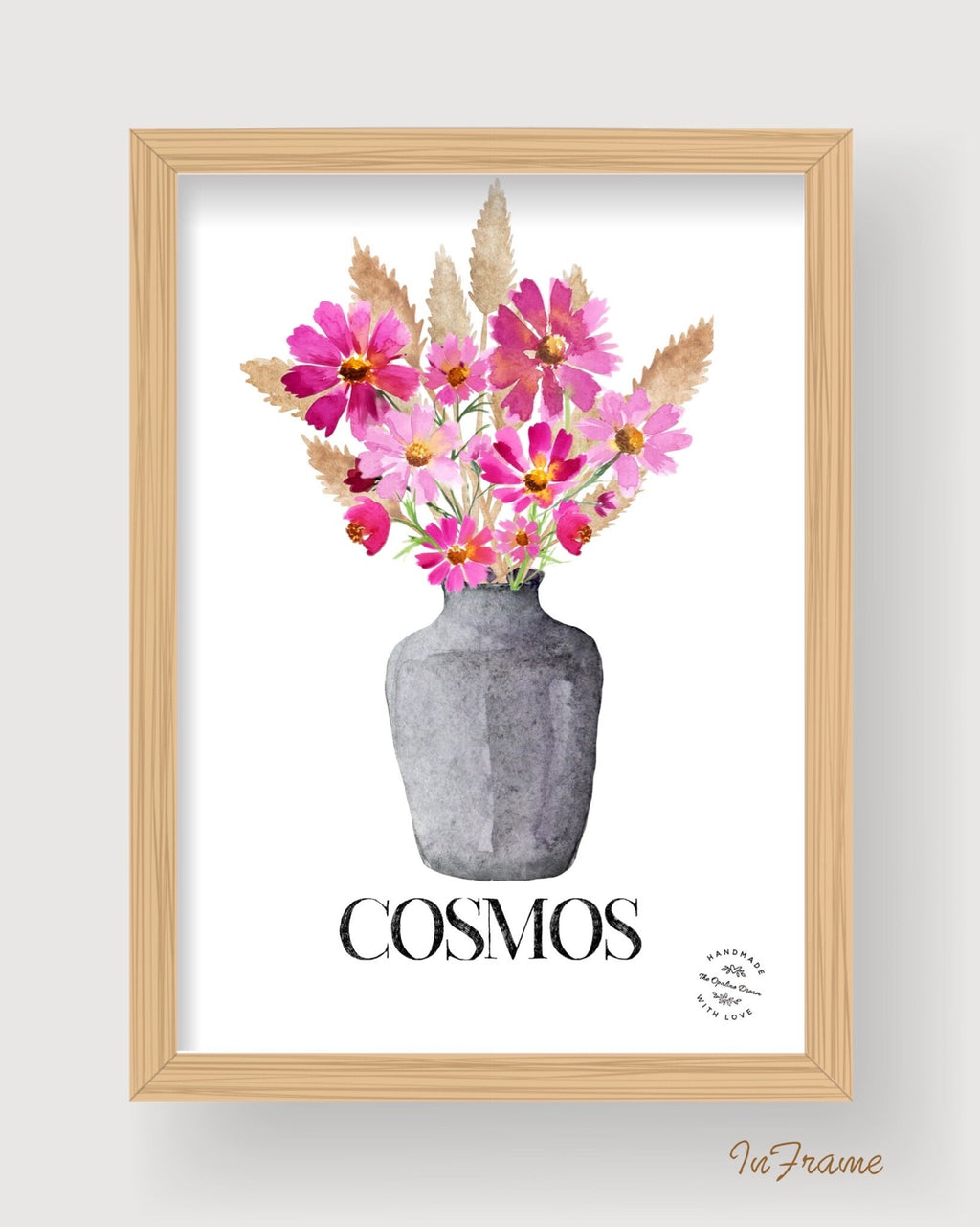 Impression Aquarelle Cosmos A4 | Illustration Florale sur Papier 300g