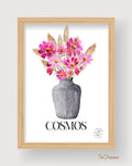 Impression Aquarelle Cosmos A4 | Illustration Florale sur Papier 300g