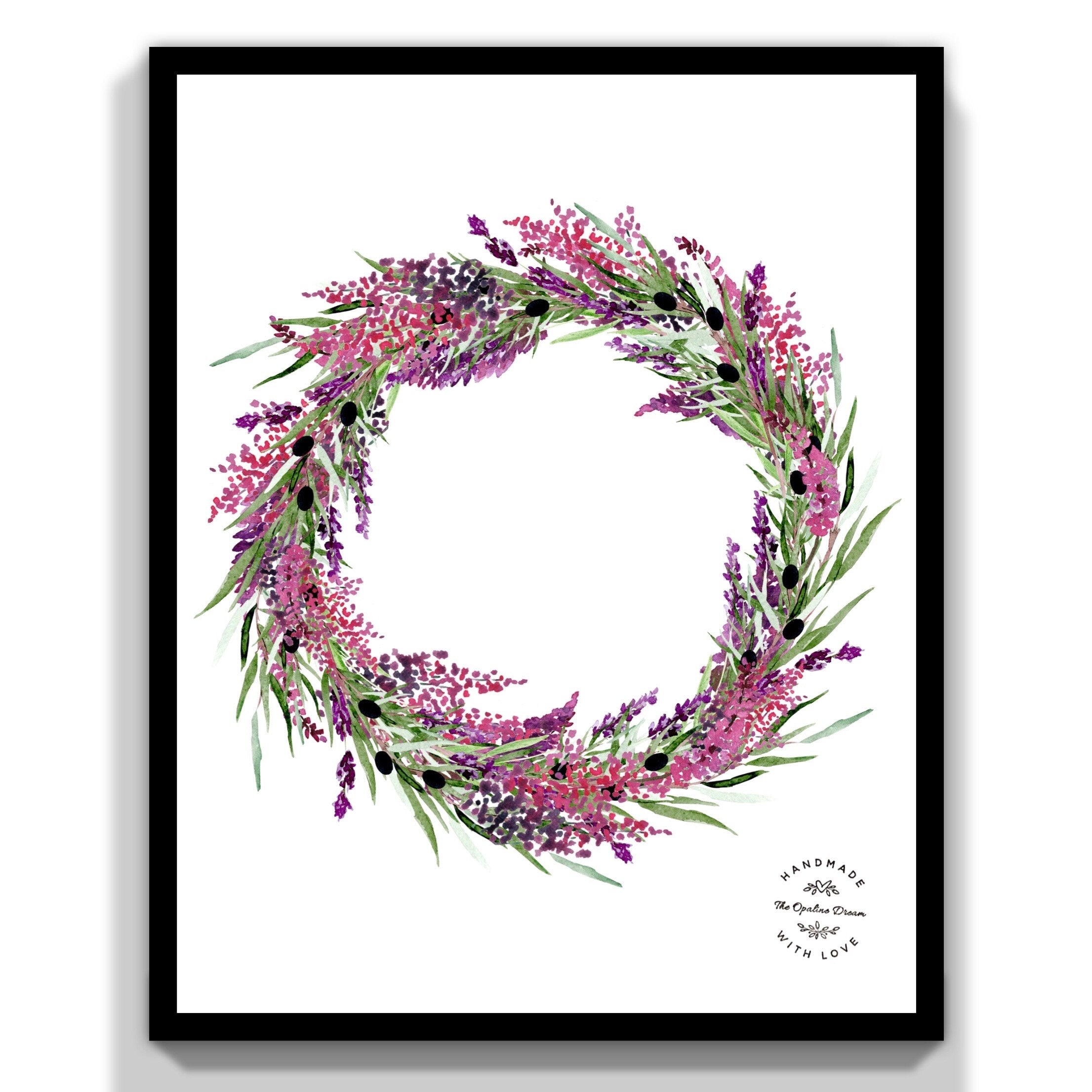 Impression Aquarelle Couronne de Lavande A4 | Illustration Florale Provence