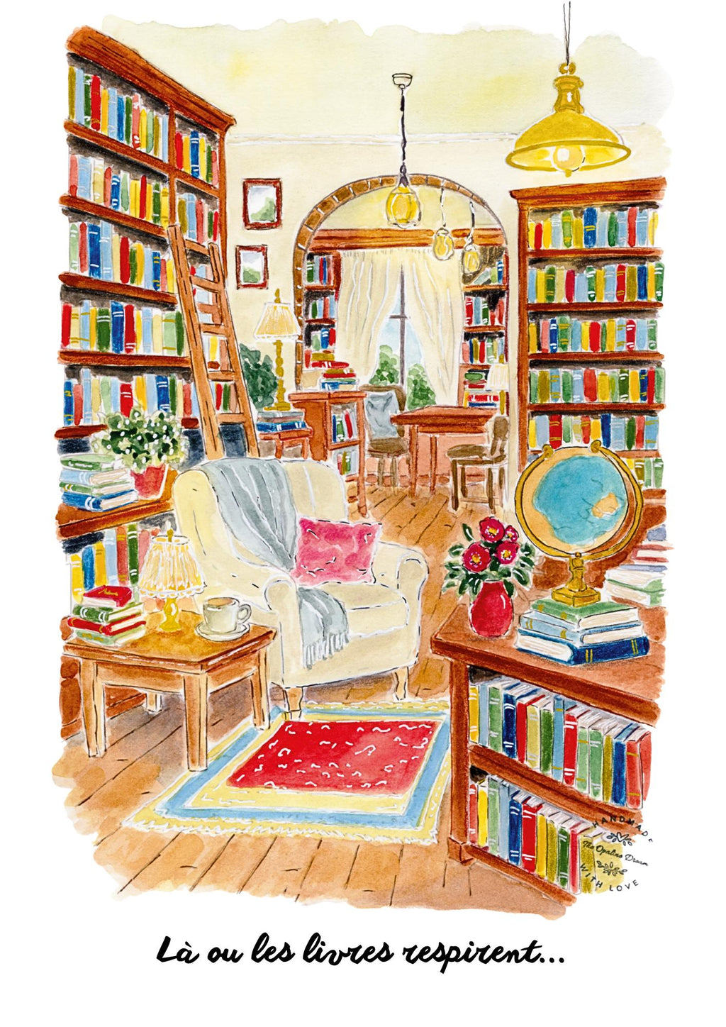 Impression Aquarelle "Là où les Livres Respirent" A4 | Illustration Littéraire