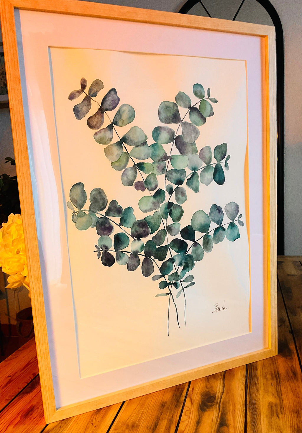 Aquarelle Originale Eucalyptus Bleu | Art Botanique sur Papier Coton (50 x 70 cm)