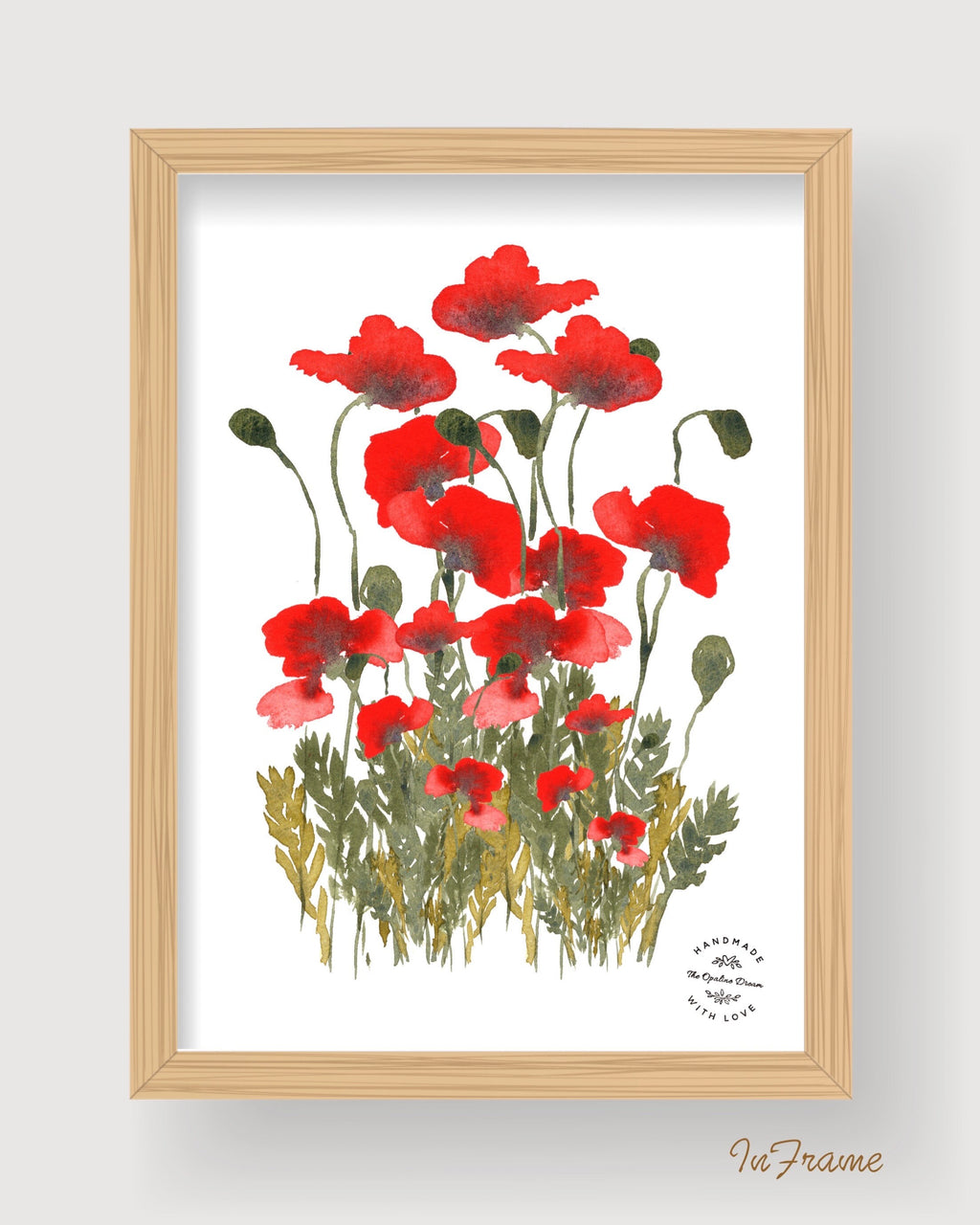 Impression Aquarelle Coquelicots A4 | Illustration sur Papier 300g (21 x 30 cm)