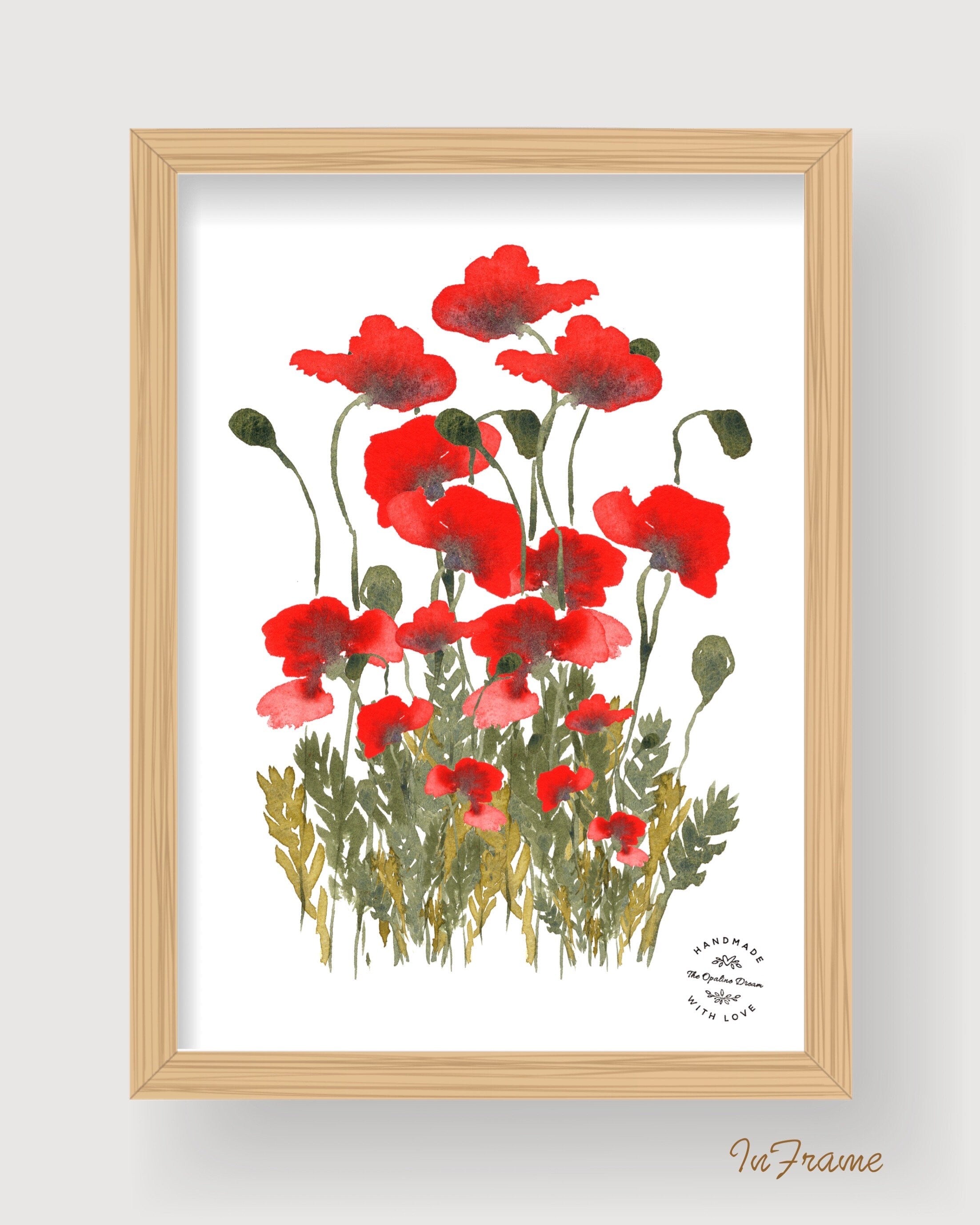 Impression Aquarelle Coquelicots A4 | Illustration sur Papier 300g (21 x 30 cm)