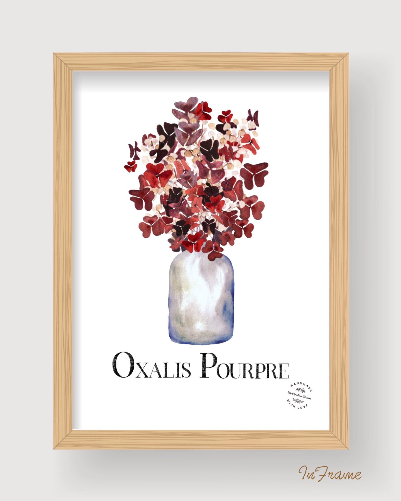 Impression Aquarelle Oxalis Pourpre A4 | Illustration Botanique Originale