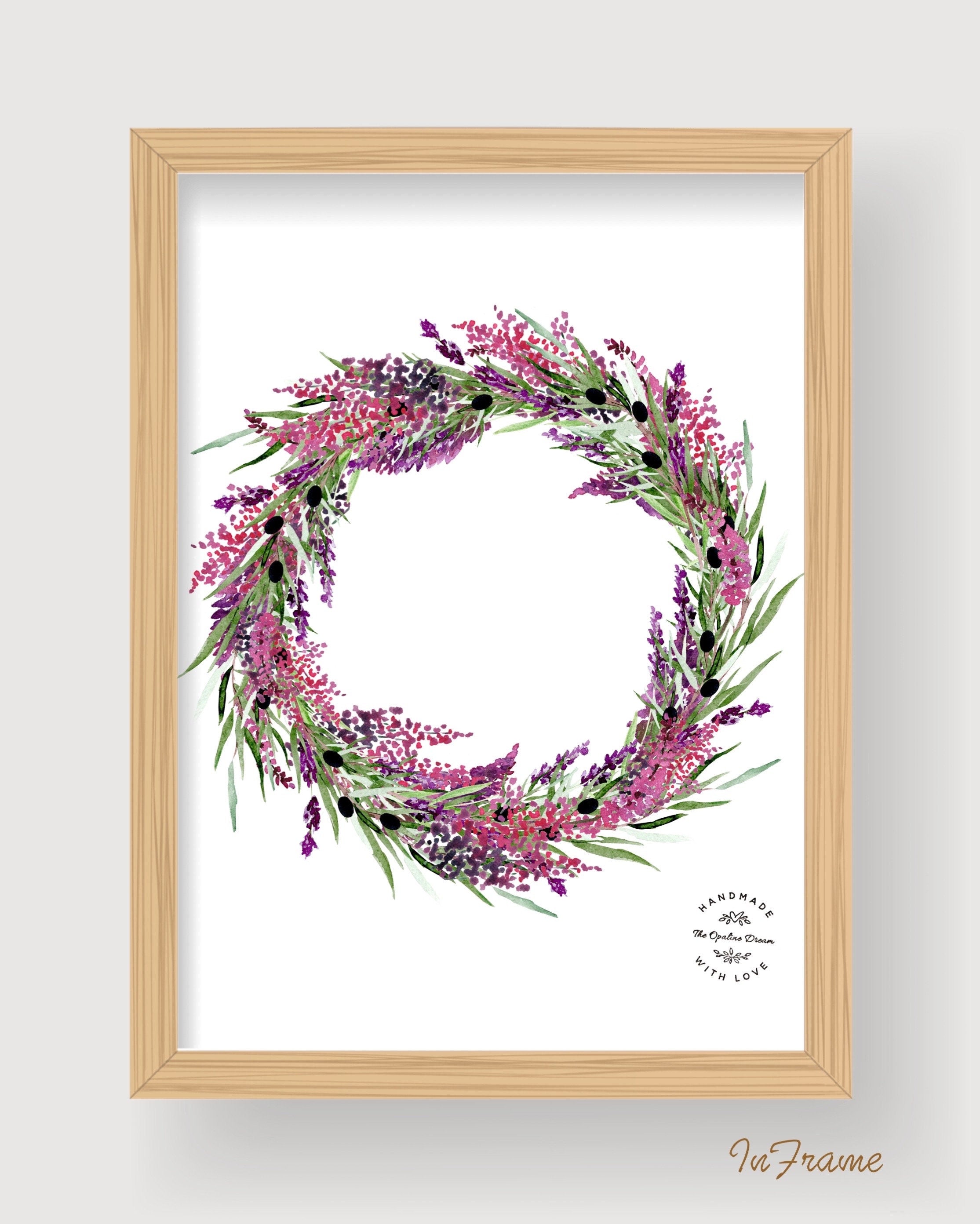 Impression Aquarelle Couronne de Lavande A4 | Illustration Florale Provence