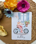 Carte Anniversaire Lapin à Vélo Aquarelle | Illustration Joyeuse A5 + Enveloppe