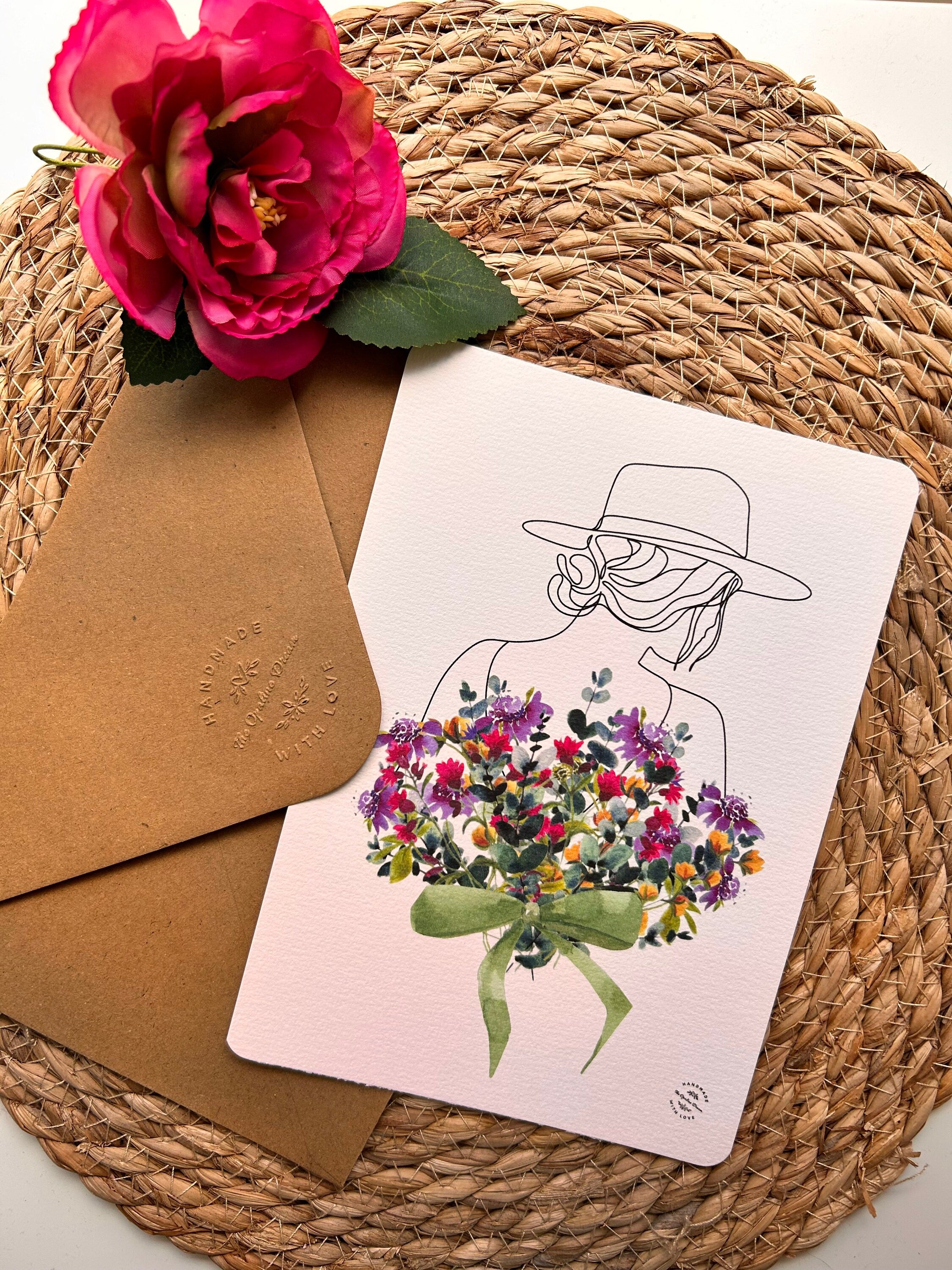 Carte Aquarelle Originale | Illustration Artisanale A5 + Enveloppe