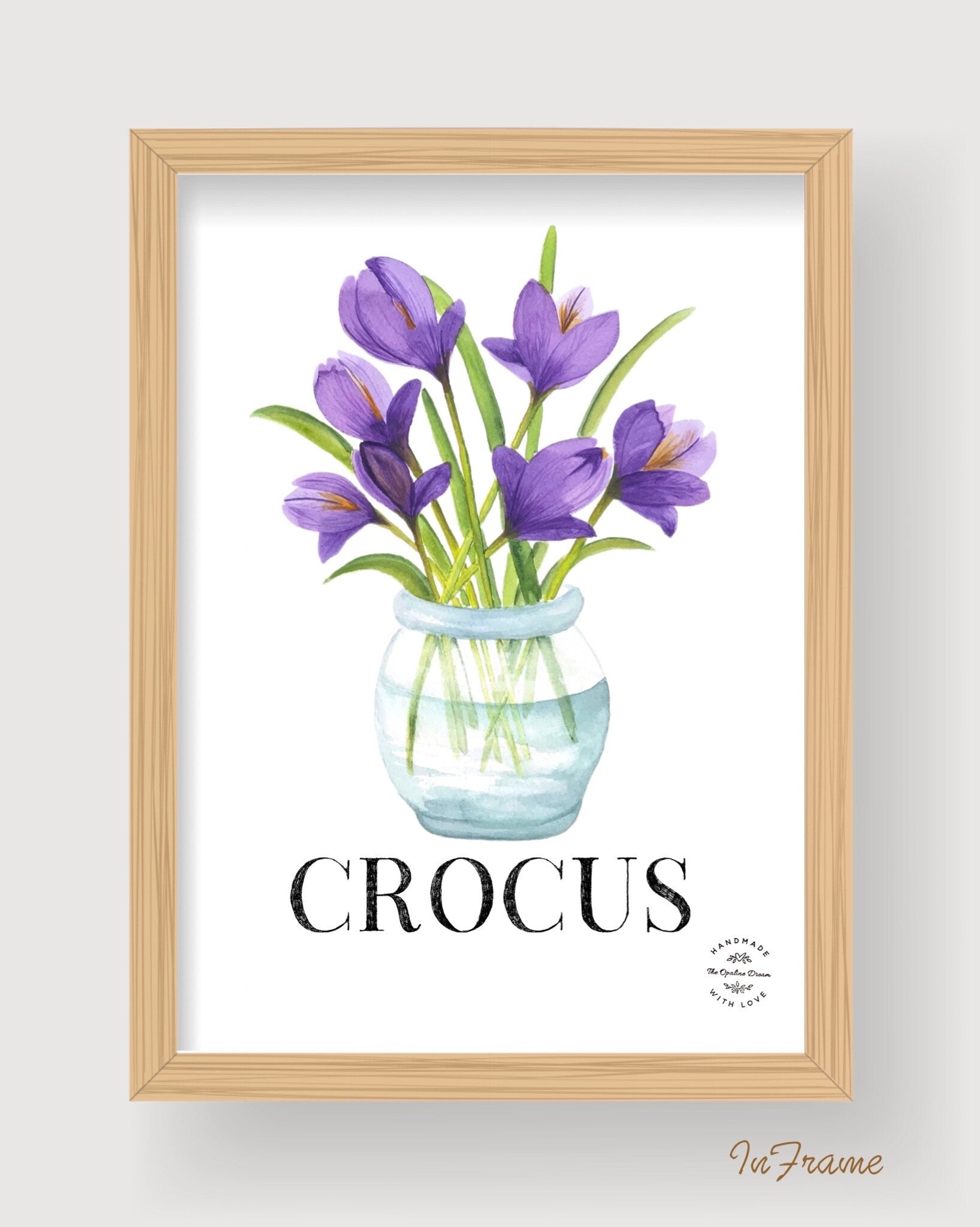 Impression Aquarelle Crocus A4 | Illustration Florale Printanière sur Papier 300g