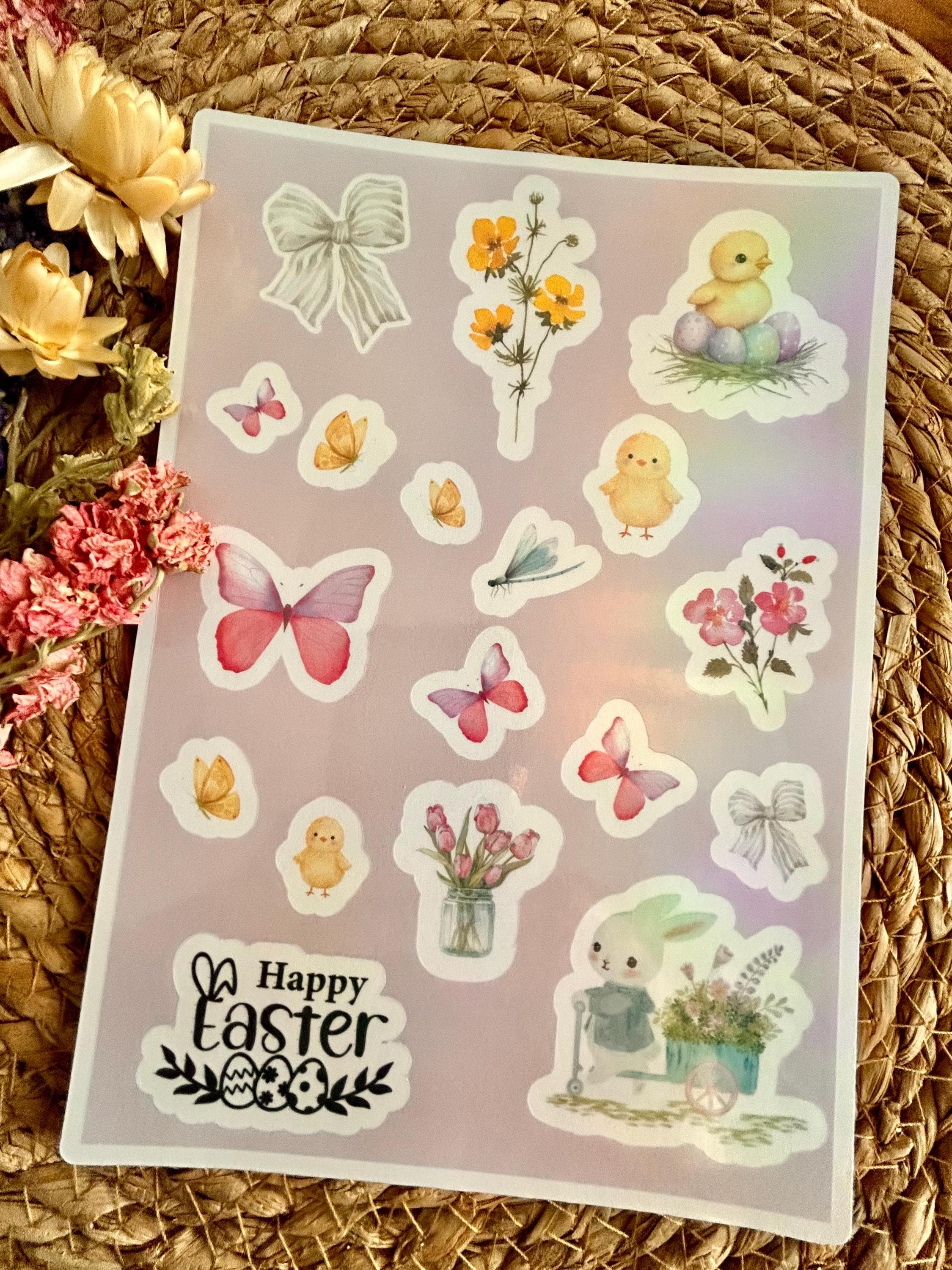 Planche Stickers Aquarelle Pâques Printanière A5 | Édition Limitée