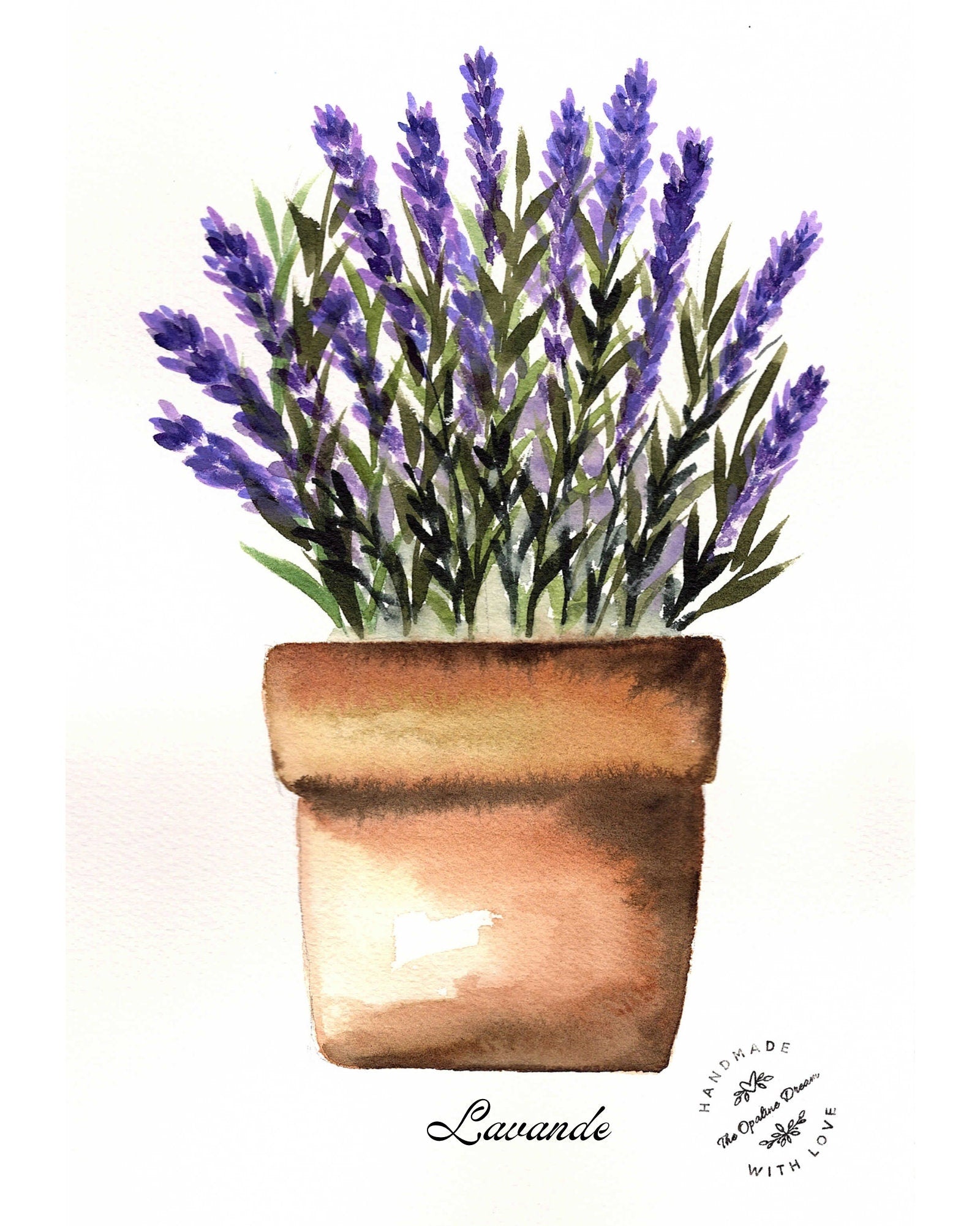 Impression Aquarelle Lavande A4 | Illustration Florale Provence (21 x 30 cm)