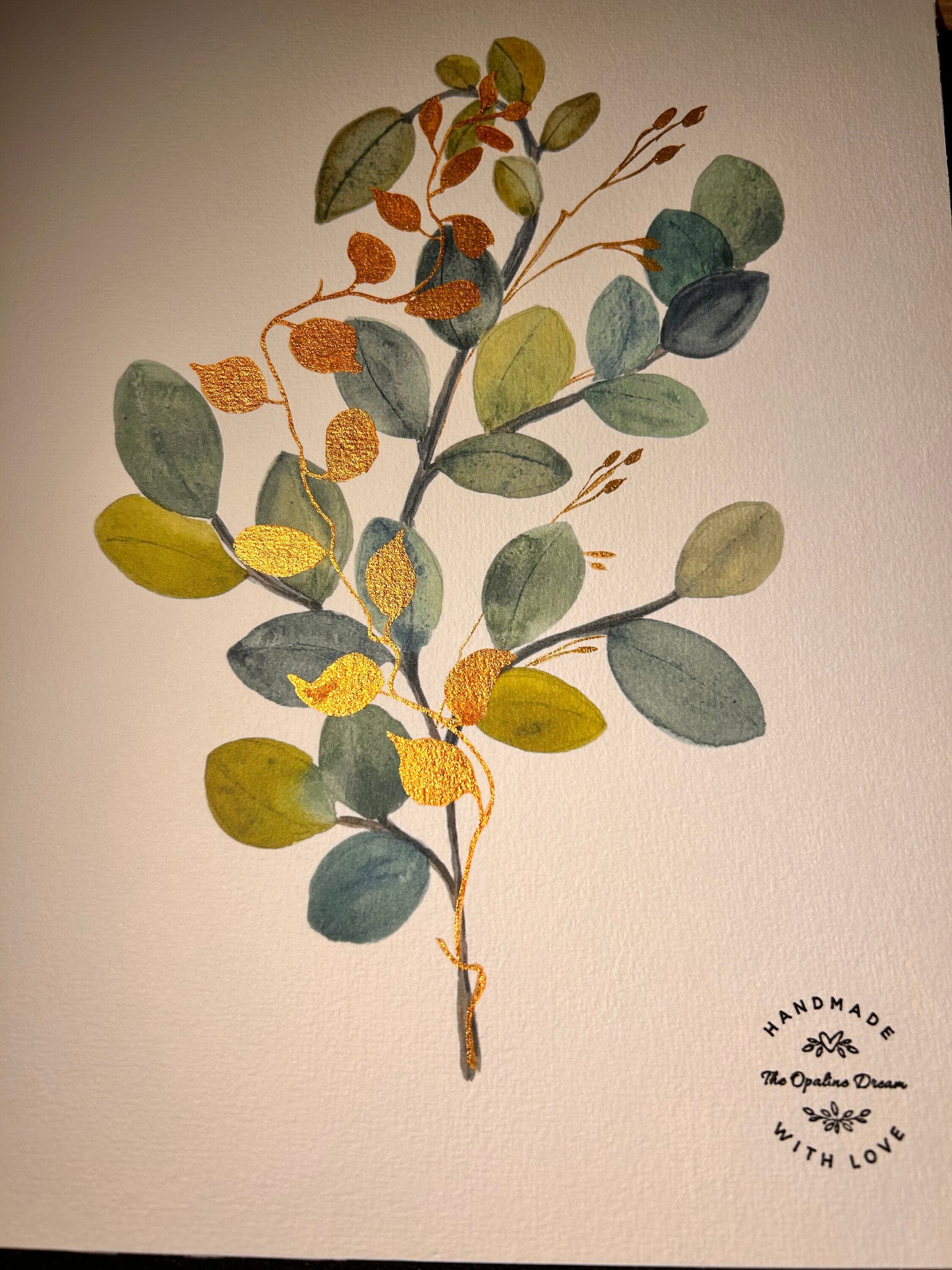 Impression Aquarelle Botanique Dorée A4 | Illustration Luxe