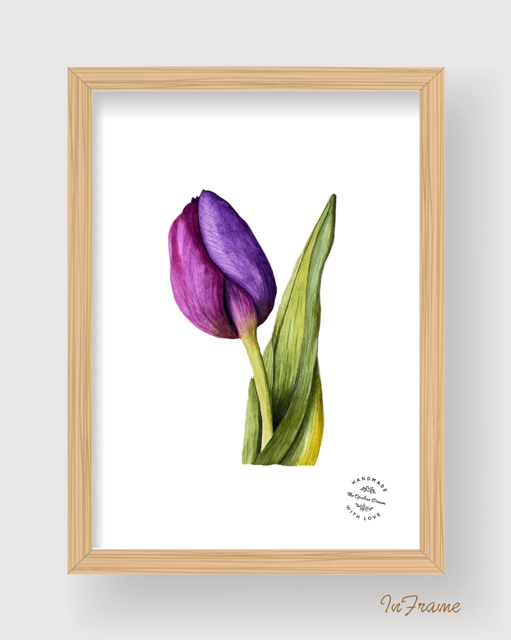 Impression Aquarelle Tulipe A4 | Illustration Florale sur Papier 300g