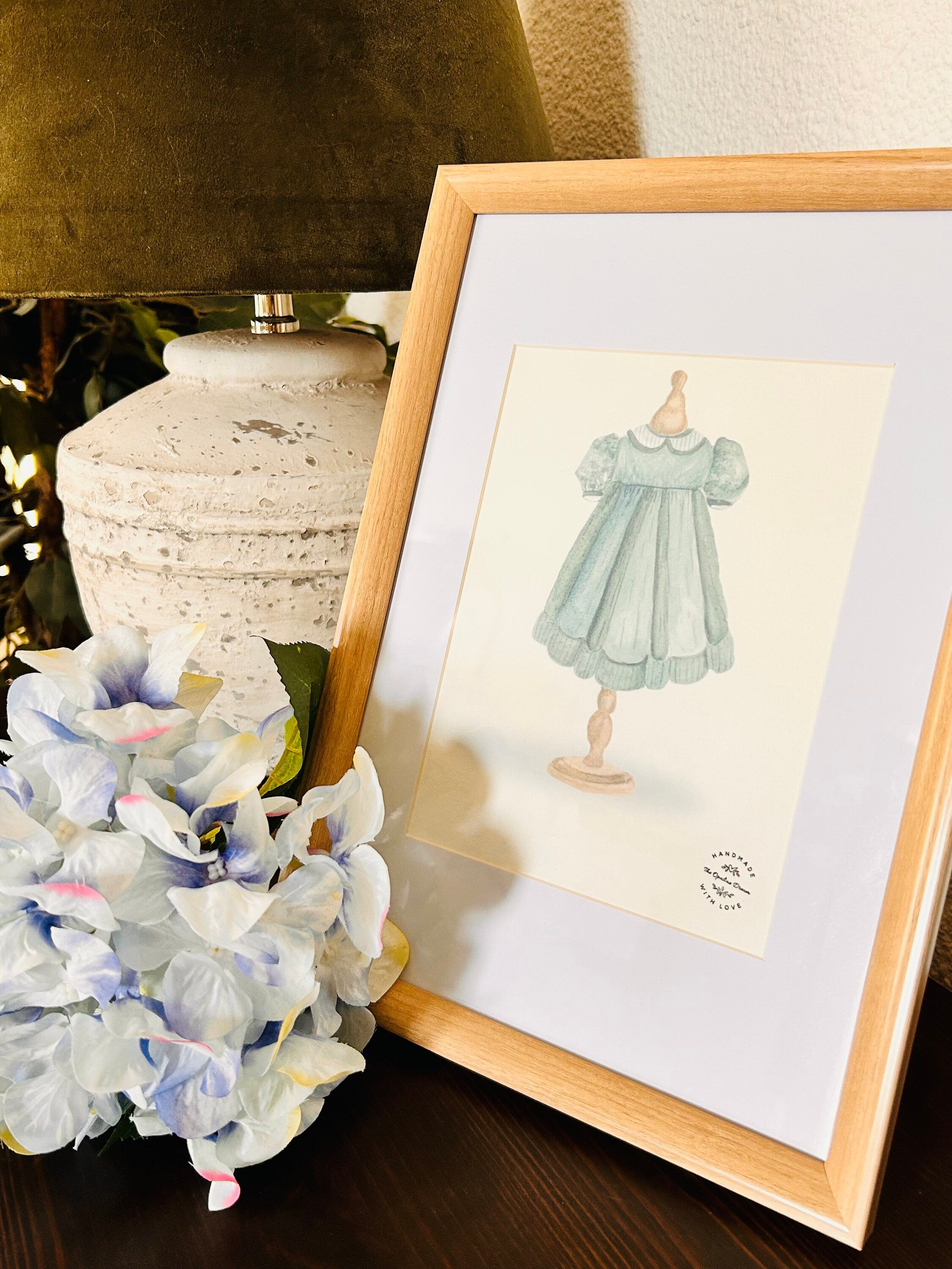 Impression Aquarelle Robe Bleue A5 | Illustration Mode Élégante