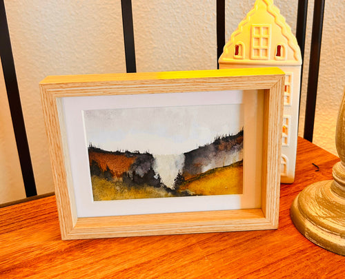 Aquarelle Originale Paysage Encadrée | Peinture sur Papier Coton (20 x 15 cm)