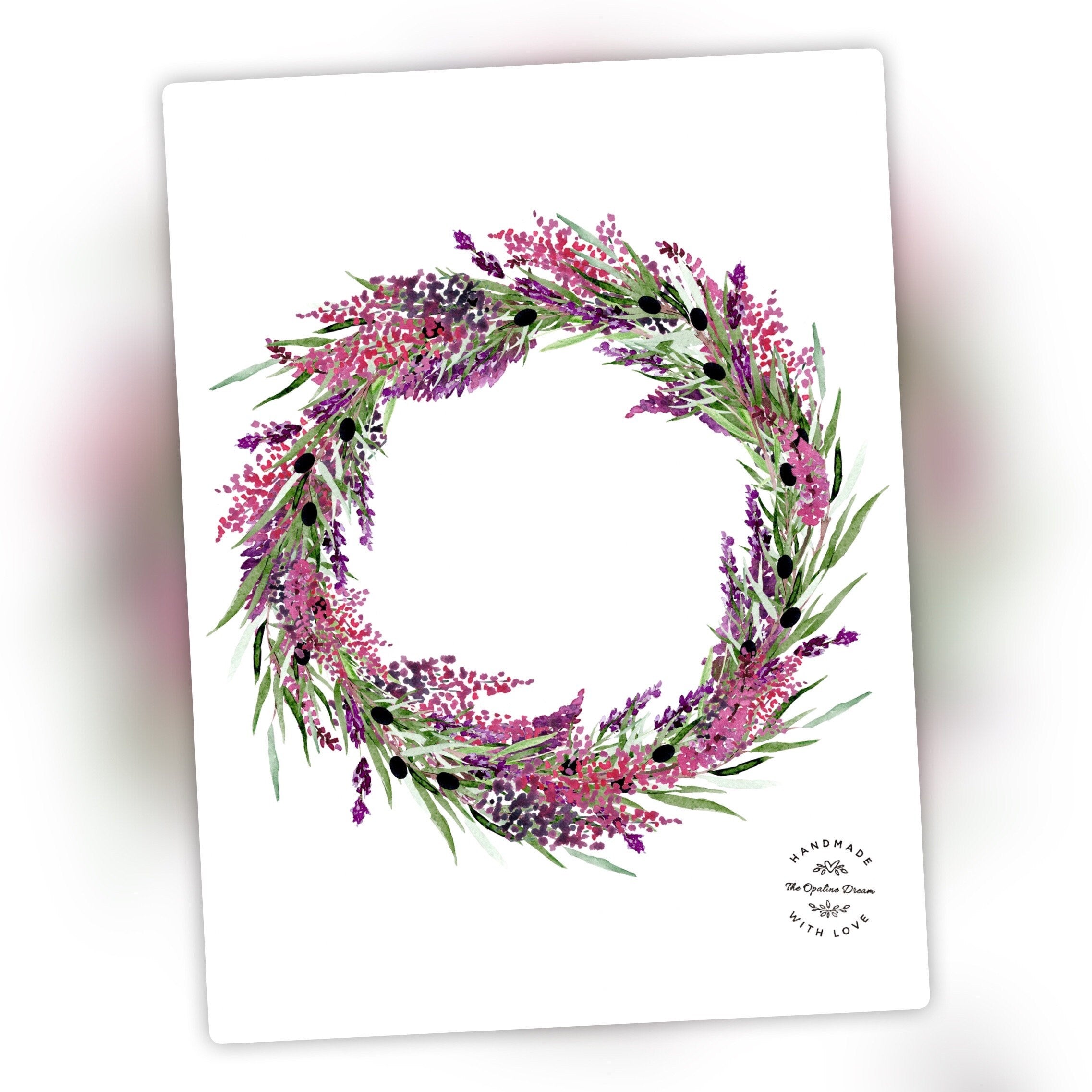 Impression Aquarelle Couronne de Lavande A4 | Illustration Florale Provence