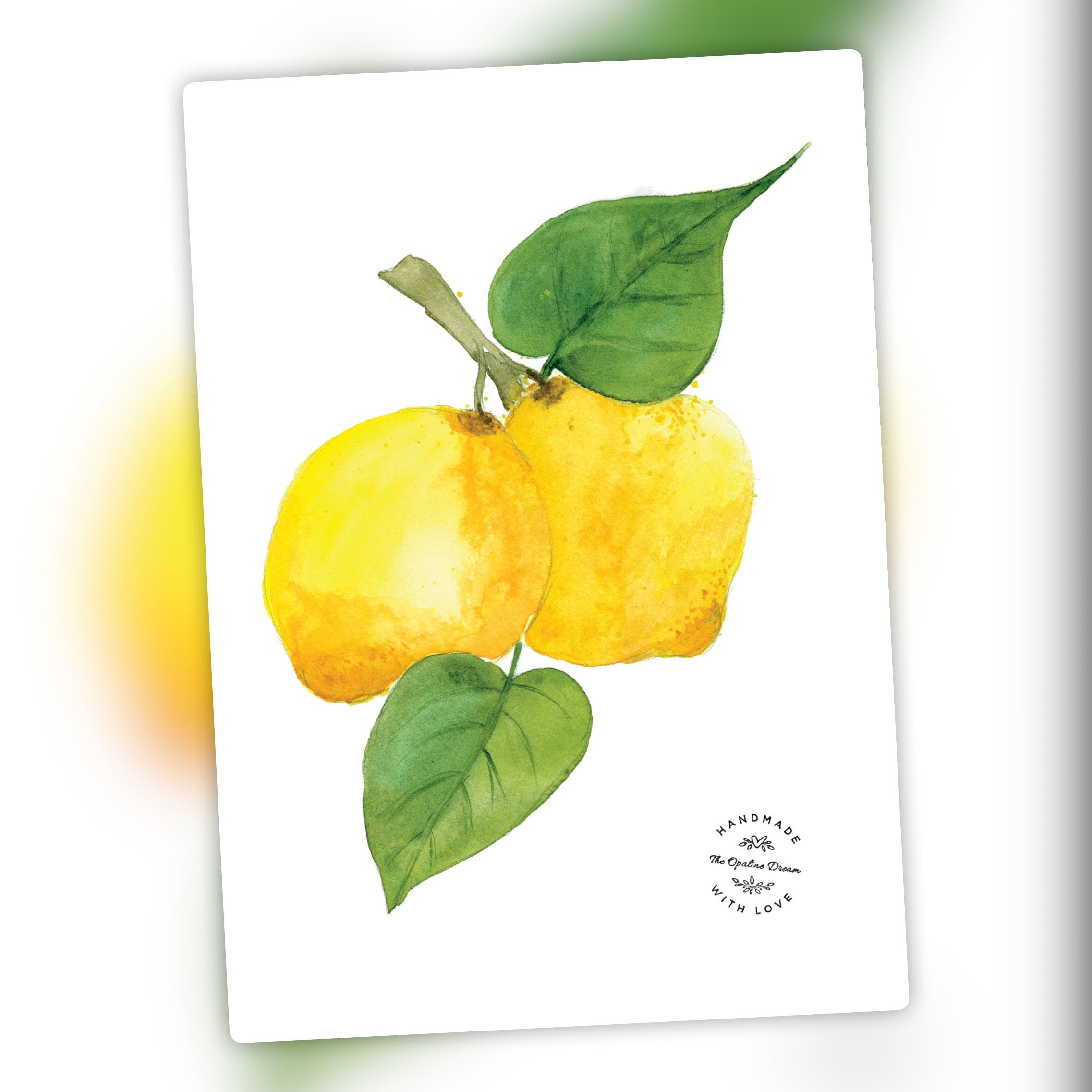 Impression Aquarelle Citron A4 | Illustration Agrumes Fait Main