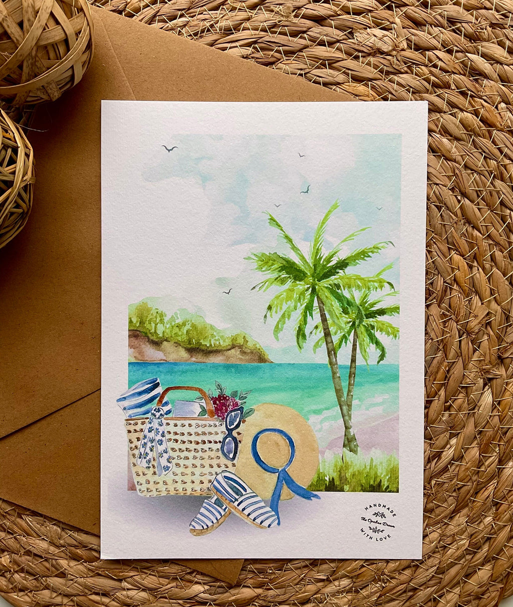 Carte Aquarelle Originale | Illustration Artisanale A5 + Enveloppe