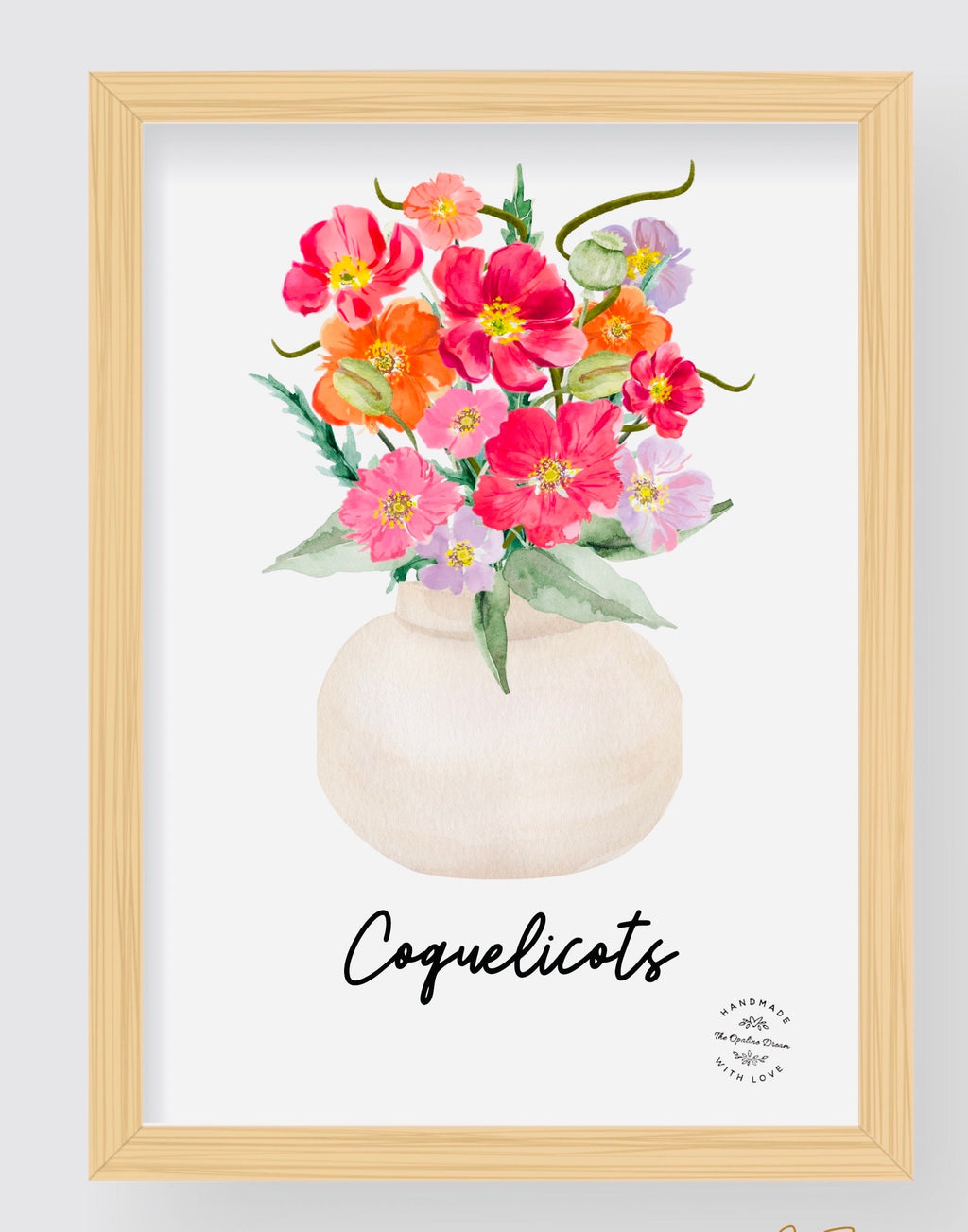 Impression Aquarelle Coquelicots en Fête A4 | Illustration Florale sur Papier 300g