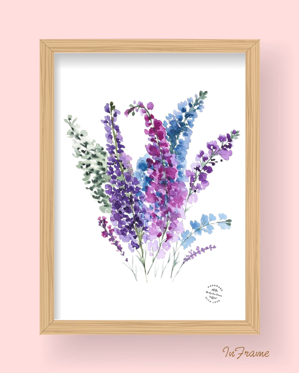Impression Aquarelle Delphinium A4 | Illustration Florale Jardin Botanique