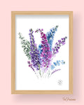 Impression Aquarelle Delphinium A4 | Illustration Florale Jardin Botanique