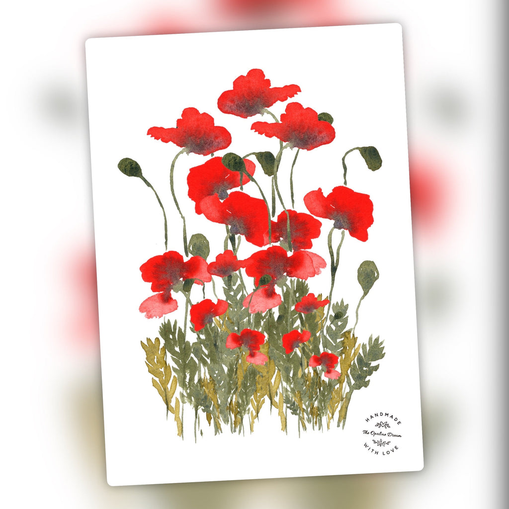 Impression Aquarelle Coquelicots A4 | Illustration sur Papier 300g (21 x 30 cm)