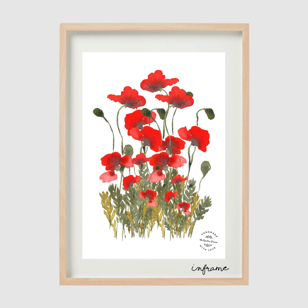 Impression Aquarelle Coquelicots A4 | Illustration sur Papier 300g (21 x 30 cm)